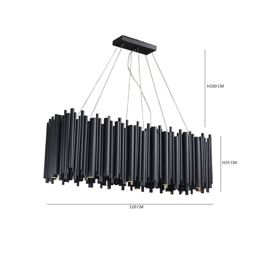 Ovalla Zwart Klassieke Kroonluchter L120 cm