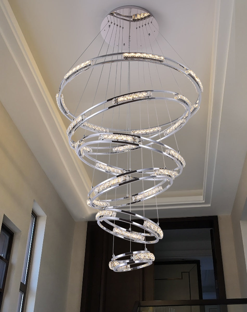 Fame Luxury Chroom 6 Ringen Kristallen Kroonluchter