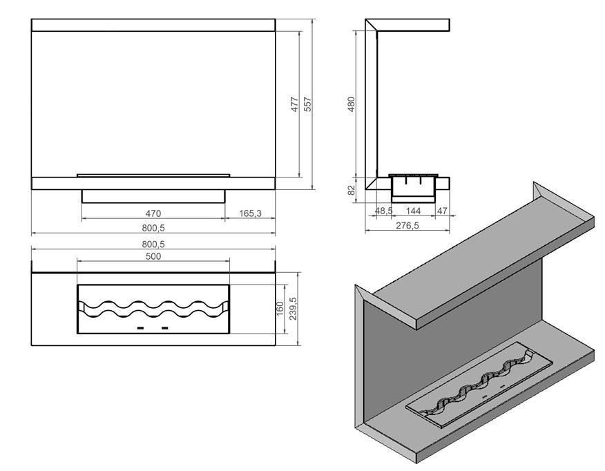 Izala Design Inbouwhaard 80 CM - Bioethanolhaarden