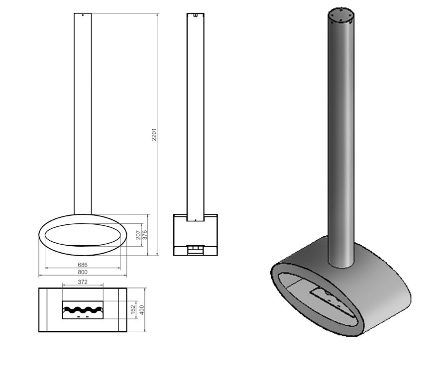 Meru Tube Zwart Bio Plafondhaard 80 cm