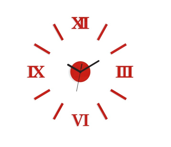Numero Rood 3D Wandklok 50 cm