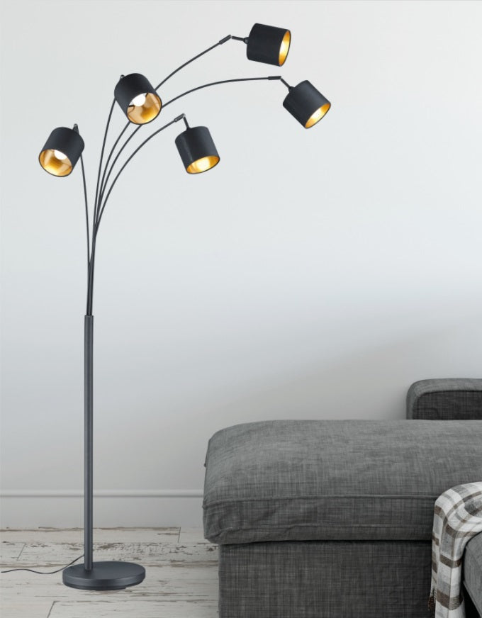 Allan Vloerlamp Zwart, 5 lichts