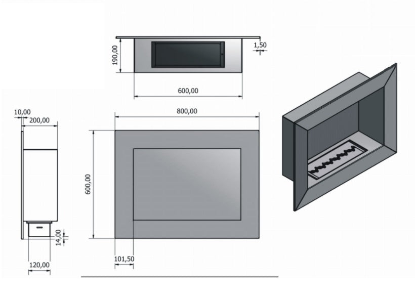 Baes Bio Wandhaard / Inbouwhaard 80x 60 CM