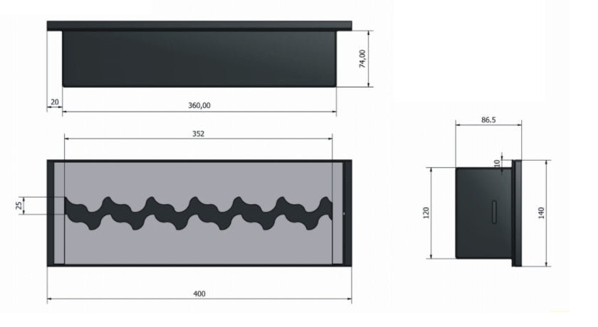 Baes Zwarte Bio Wandhaard / Inbouwhaard 80x 60 CM