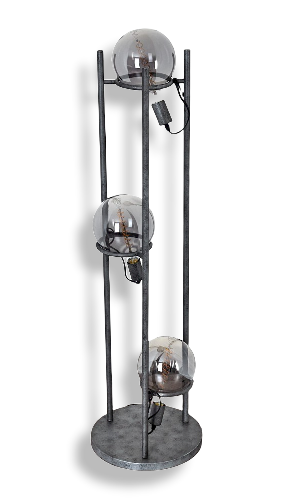 Boord Vloerlamp Zwart Grijs 3-lichts