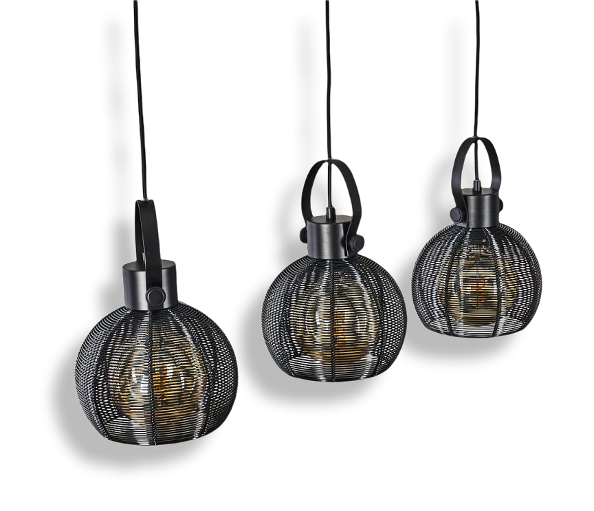 Espana Metalen Hanglamp Zwart, 3-lichts