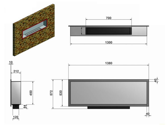 Grand PRO Oude Koperen Bio Inbouwhaard 138 cm