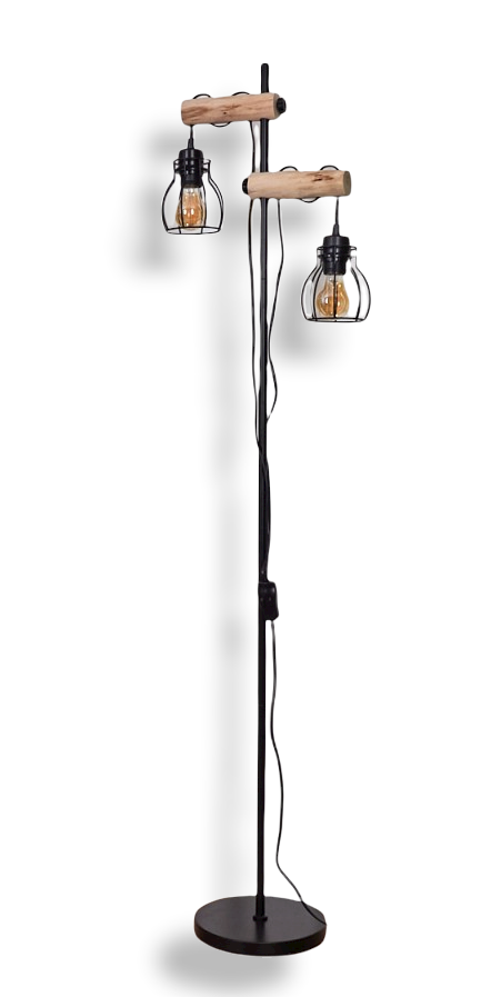 Grand Vloerlamp Zwart, Natuurlijke Kleuren, 2-lichts