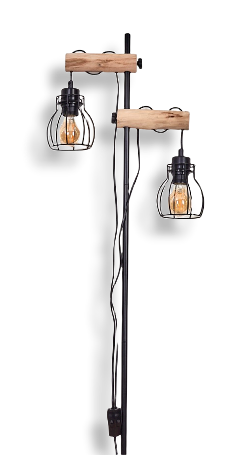 Grand Vloerlamp Zwart, Natuurlijke Kleuren, 2-lichts