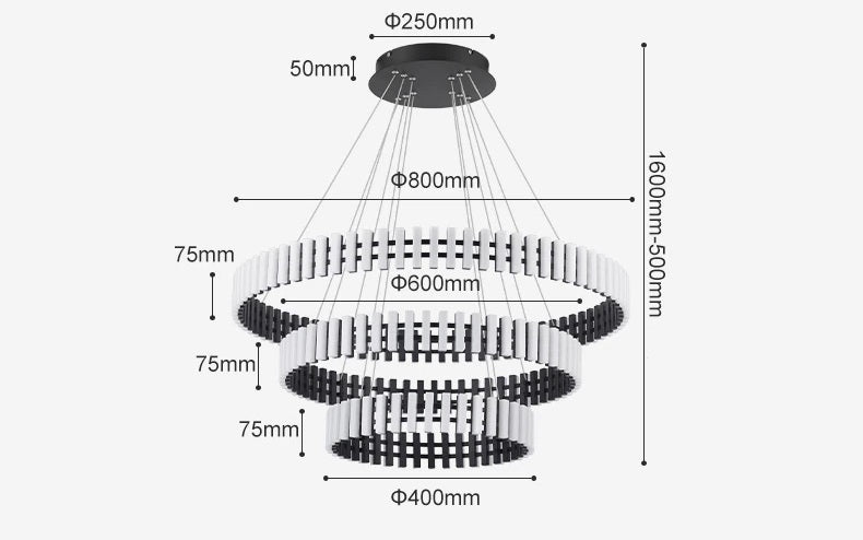 Griekse Symmetrie 3 Ringen LED Kroonluchter