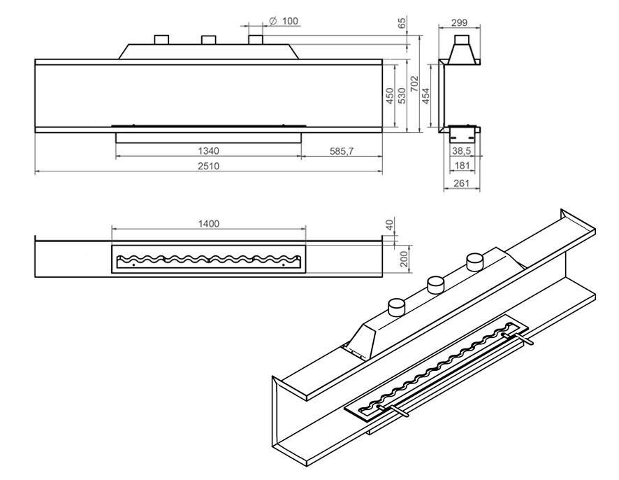 Izala 2 Design Inbouwhaard 251 CM - Bioethanolhaarden