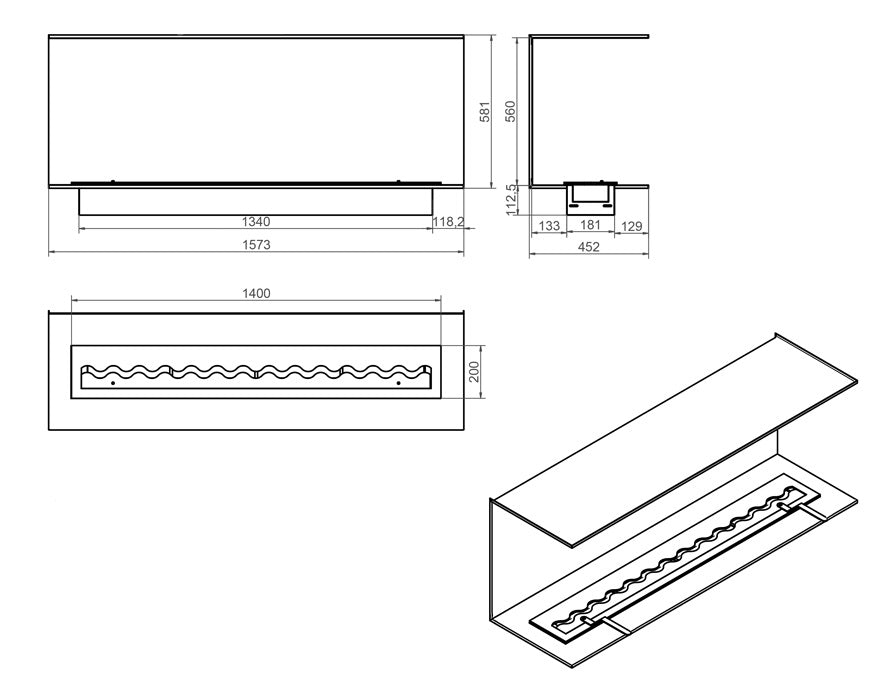 Izala Design Inbouwhaard 157 CM