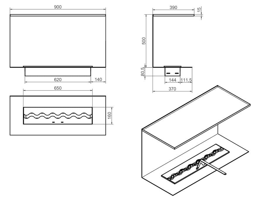 Izala Design Inbouwhaard 90 CM