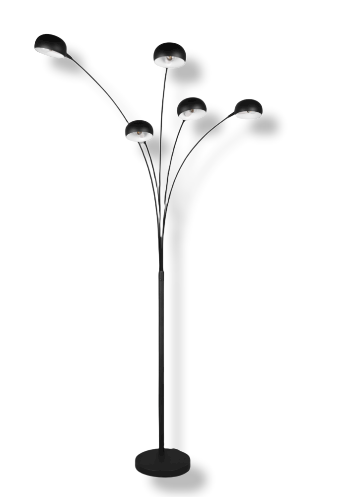 Maya Vloerlamp Zwart, 5 lichts