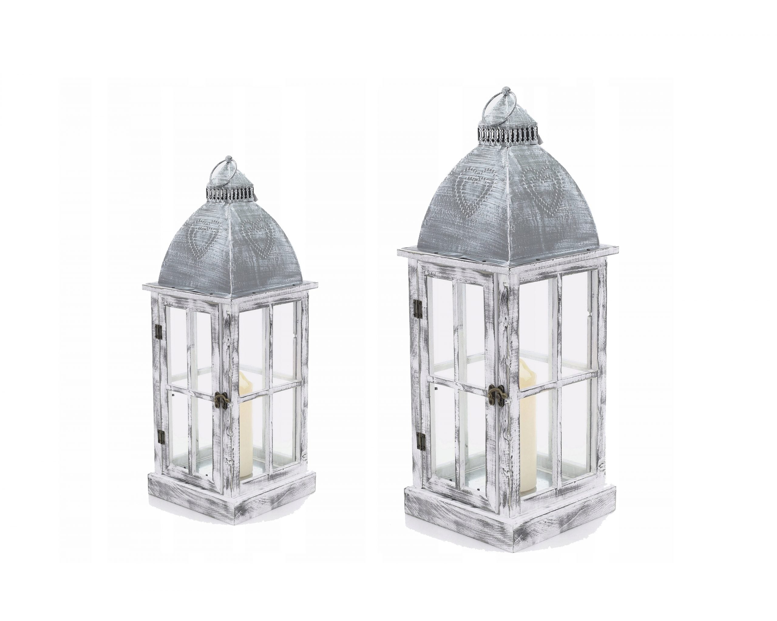 Gor Houten Windlicht Grijs Set 2-Delig