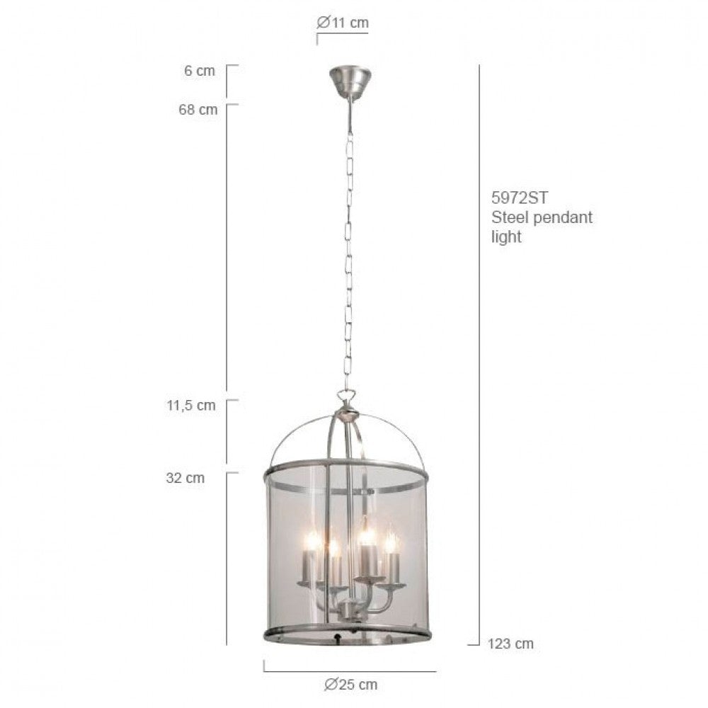Pernal Hanglamp RVS 4-lichts