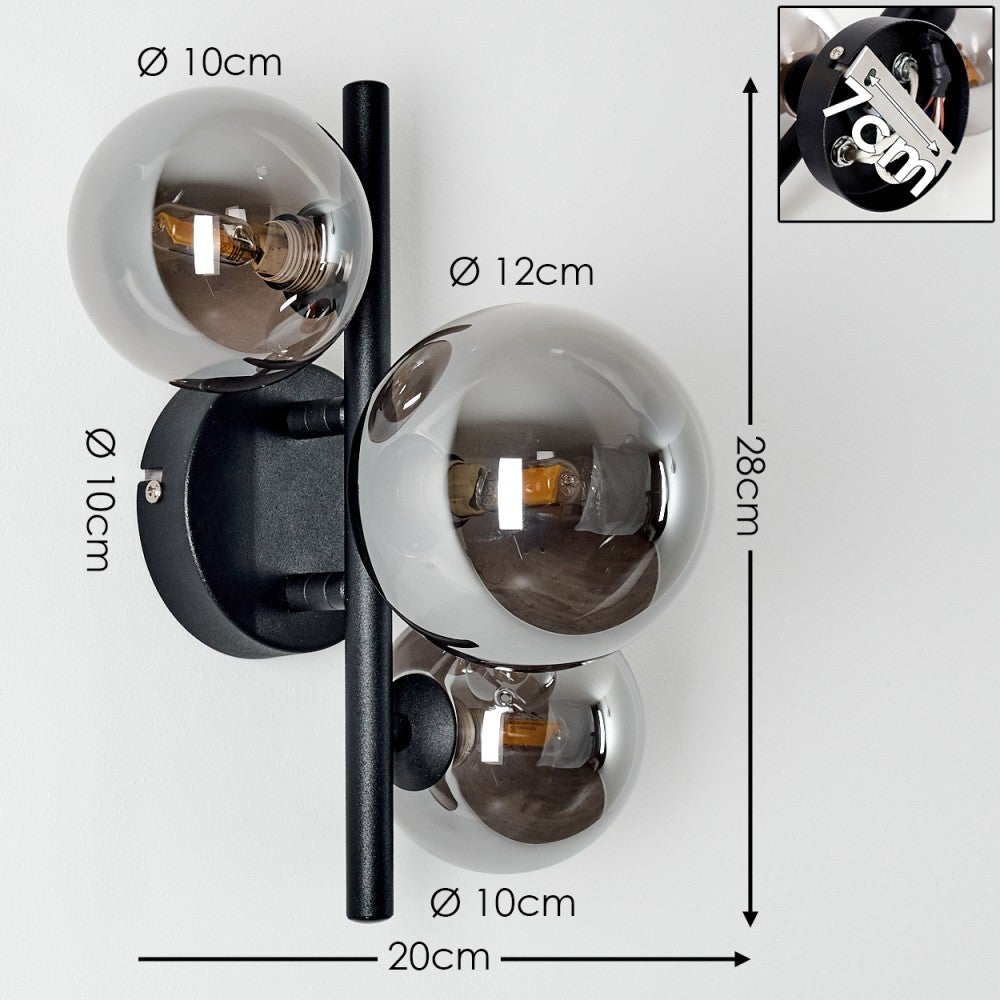 Sharon Wandlamp LED Zwart 3-lichts