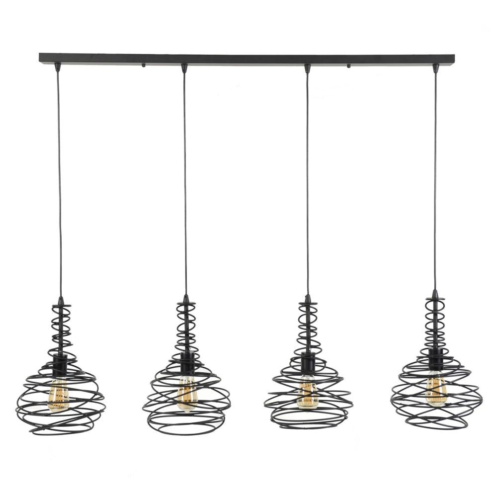 Wald Vintage Hanglamp Zwart, 4 lichts