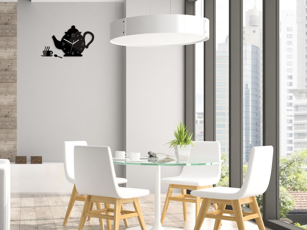 Decorative Zwarte Theepot Wandklok