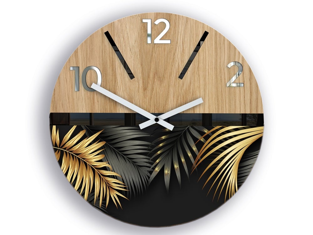 Industriële Gold Houten Wandklok 33,5 cm
