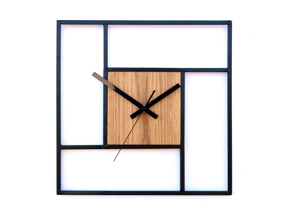 Retro Vierkante Metalen Wandklok 33 cm