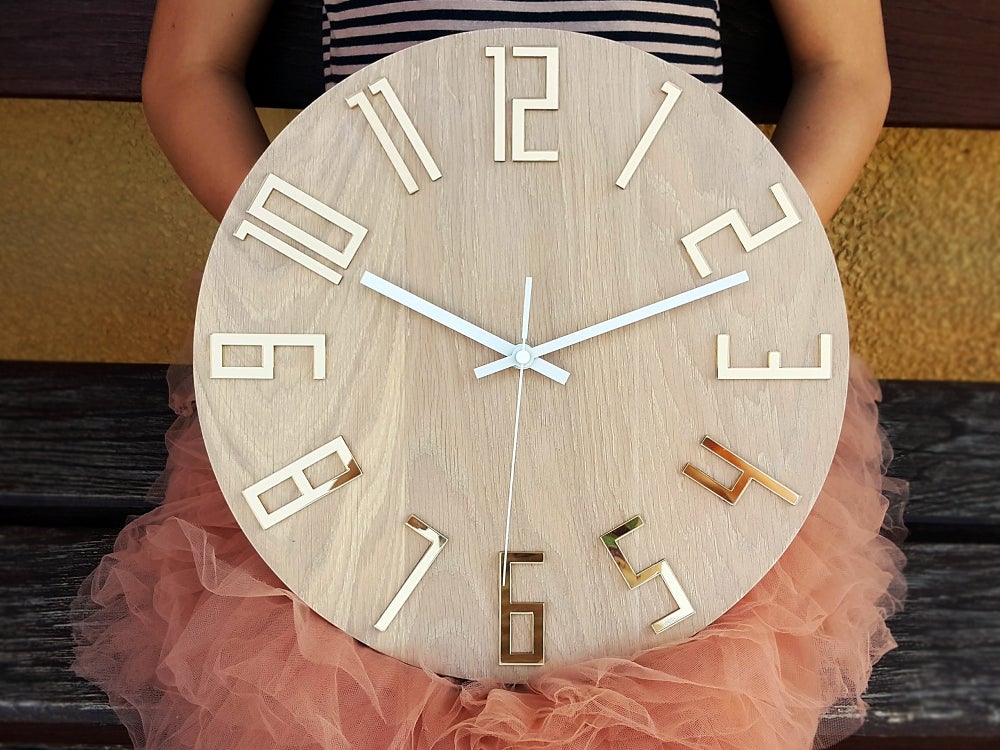 Slim Bianco Goude Houten Wandklok 33,5 cm