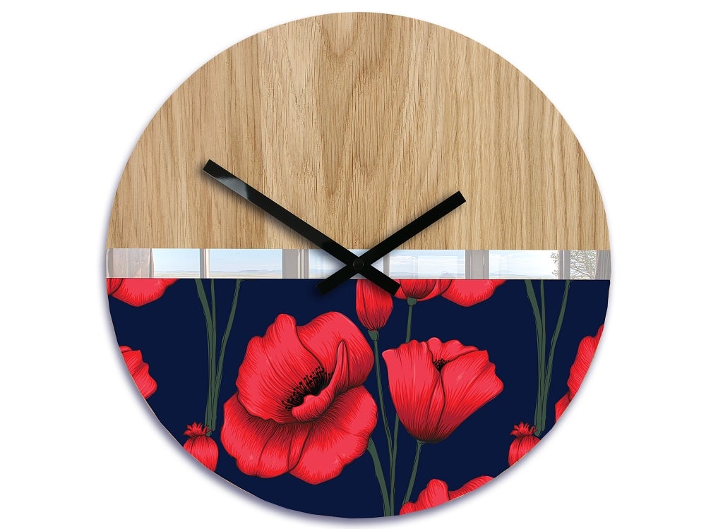 Klaproos Houten Wandklok 33,5 cm