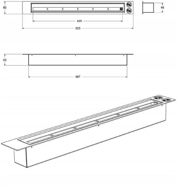 Bio Ethanol Brander RVS 53 CM