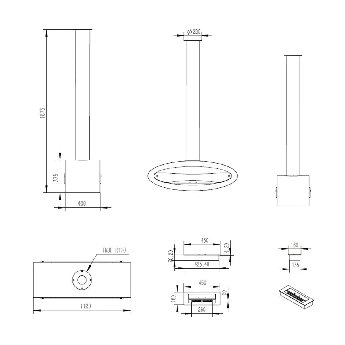 Malema Luxury Zwarte Bio Plafondhaard 112 cm