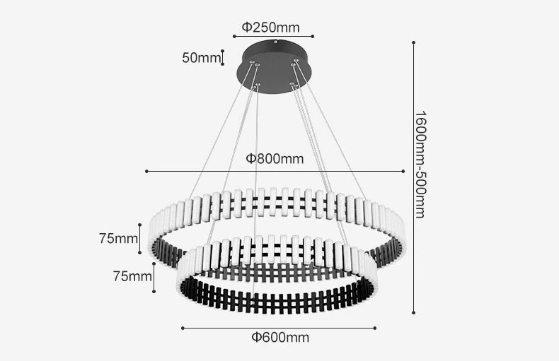 Griekse Symmetrie 2 Ringen LED Kroonluchter